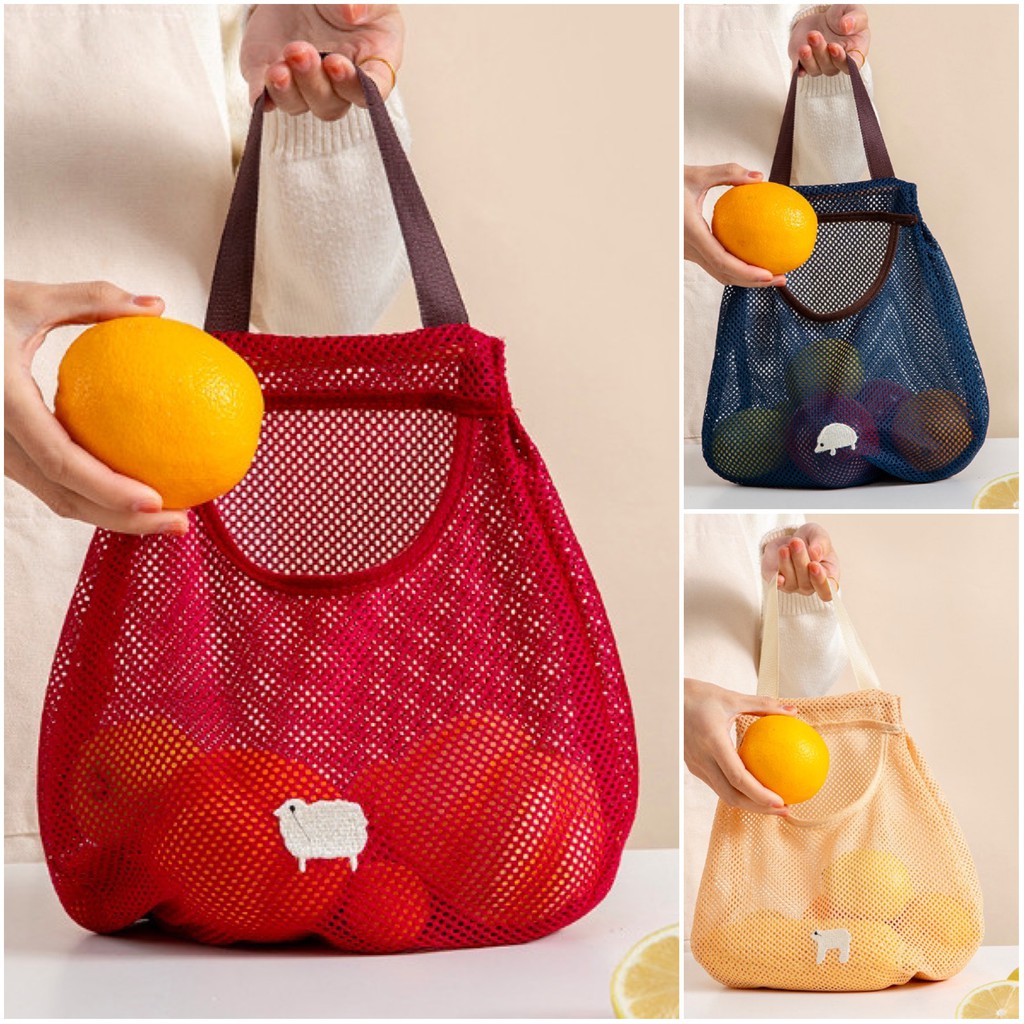 Túi đựng thức ăn, túi đi chợ dạng lưới siêu bền, treo nhà bếp