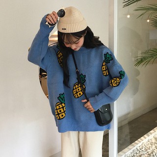 áo len ulzzang áo len nữ đẹp dài dáng rộng tay rộng hình dứa đáng yêu kiểu hàn quốc