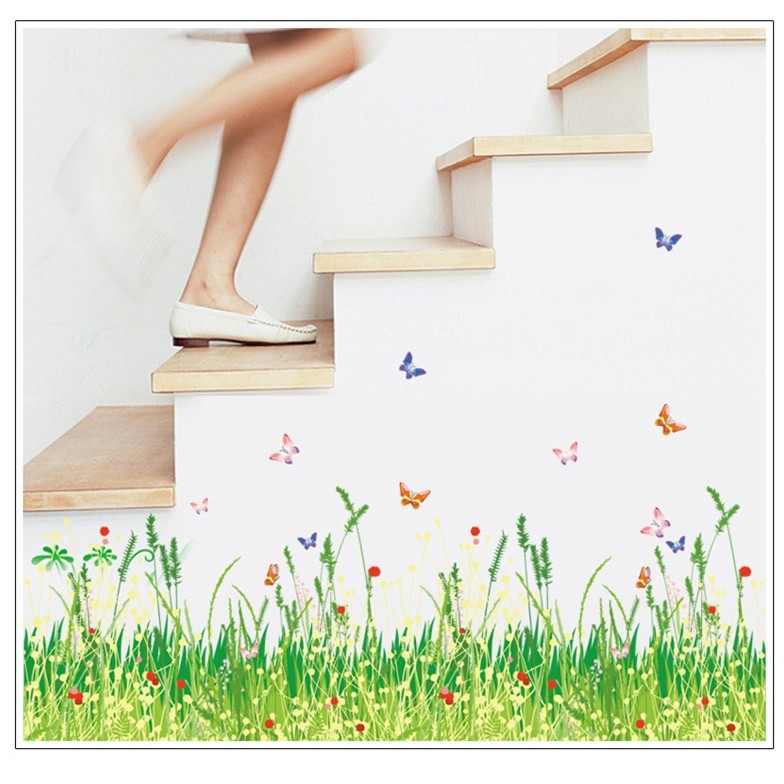 Decal dán trang trí chân tường Hoa Liti - DCT002