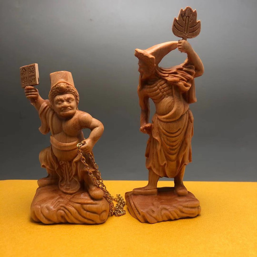 Tượng Phật Trắng Đen Bằng Gỗ Thuja Trang Trí 8-5 - 3.5