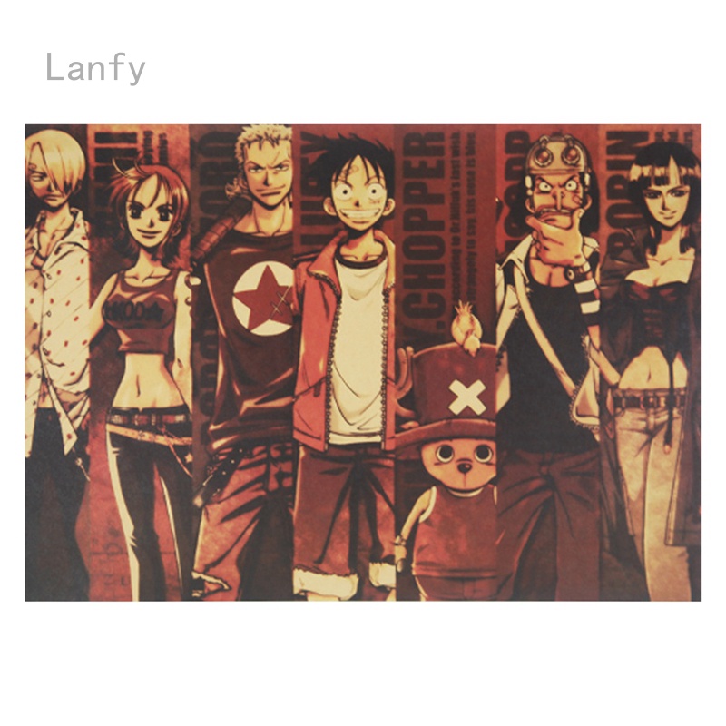 Bộ 30 Tấm Áp Phích Giấy kraft In Hình One Piece Trang Trí Quán Cà Phê / bar