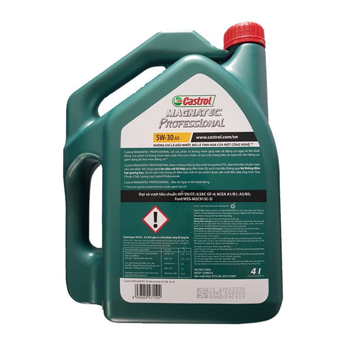 COMBO Dầu nhớt xe ô cao cấp Castrol Magnatec Professional 5W-30 Can 4L + Súc rửa động cơ Bluechem 250ml