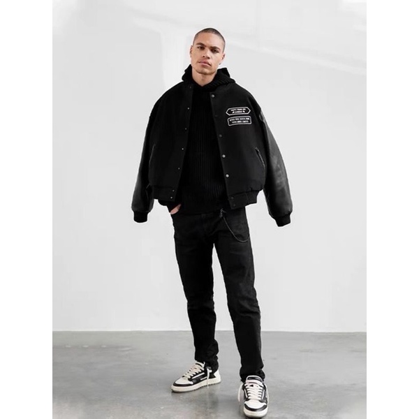 Áo khoác đen tay da hàng cao cấp