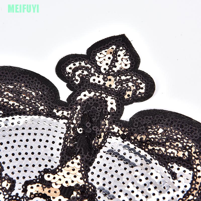 Miếng Dán Ủi Quần Áo Hình Vương Miện Đính Sequin Lấp Lánh