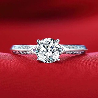 Nhẫn Moissanite nữ kim cương vàng trắng một carat cho cặp đôi bạc sterling cầu hôn đám cưới 520 món quà bạn gáiMM