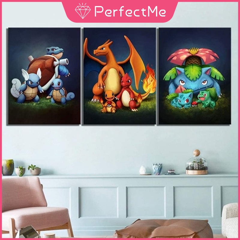 Bộ Tranh Đính Đá 5D Tự Làm Hình Pokemon 40x50cm Trang Trí Nhà Cửa