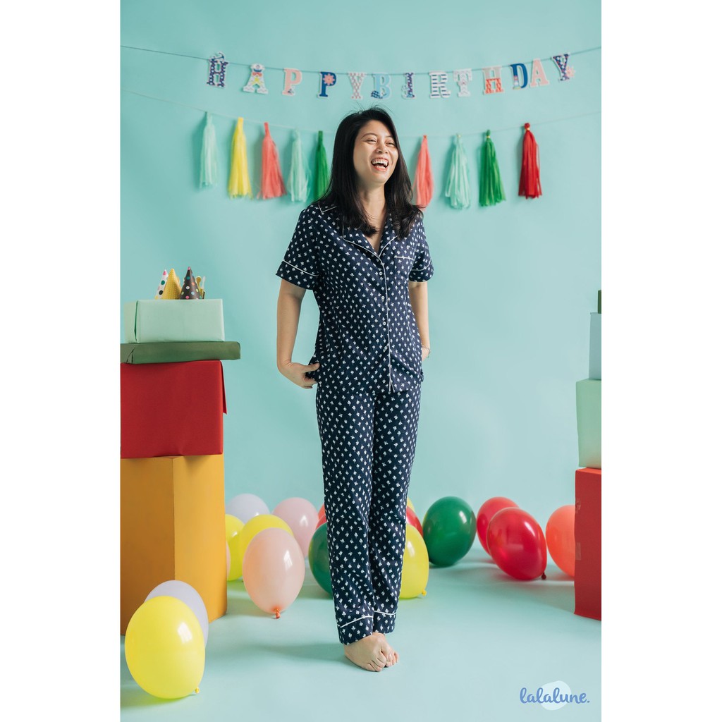 Bộ pyjama nỉ màu xanh navy lalalune cho Mẹ