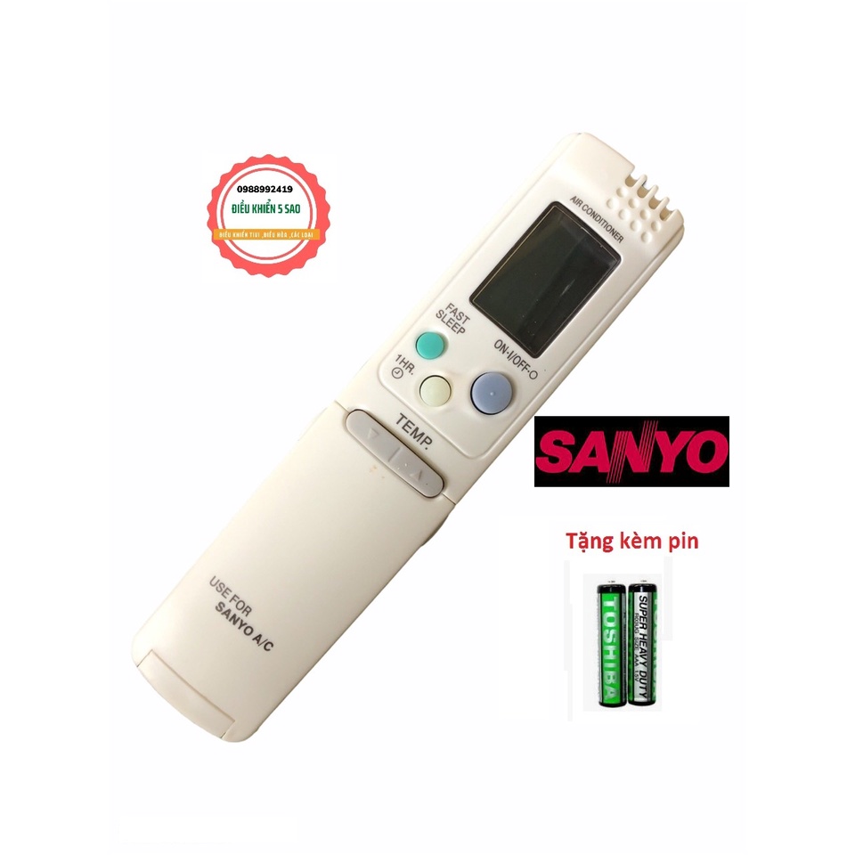 Điều Khiển điều hòa Sanyo loại dài tốt thay thế khiển zin theo máy - Tặng kèm pin