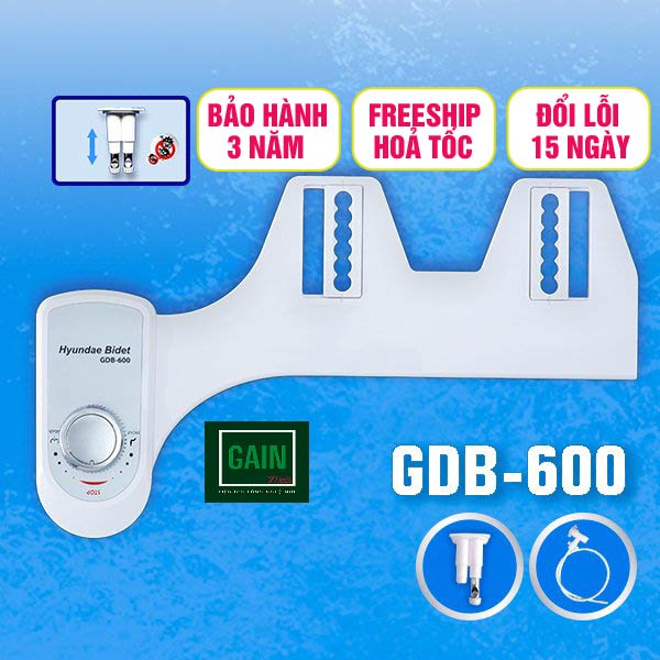 Vòi rửa vệ sinh thông minh Hyundae bidet GDB600, 2 Vòi Rửa, Chính Hãng, BH 3 Năm, Linh Kiện Nhập Khẩu 100% Hàn Quốc