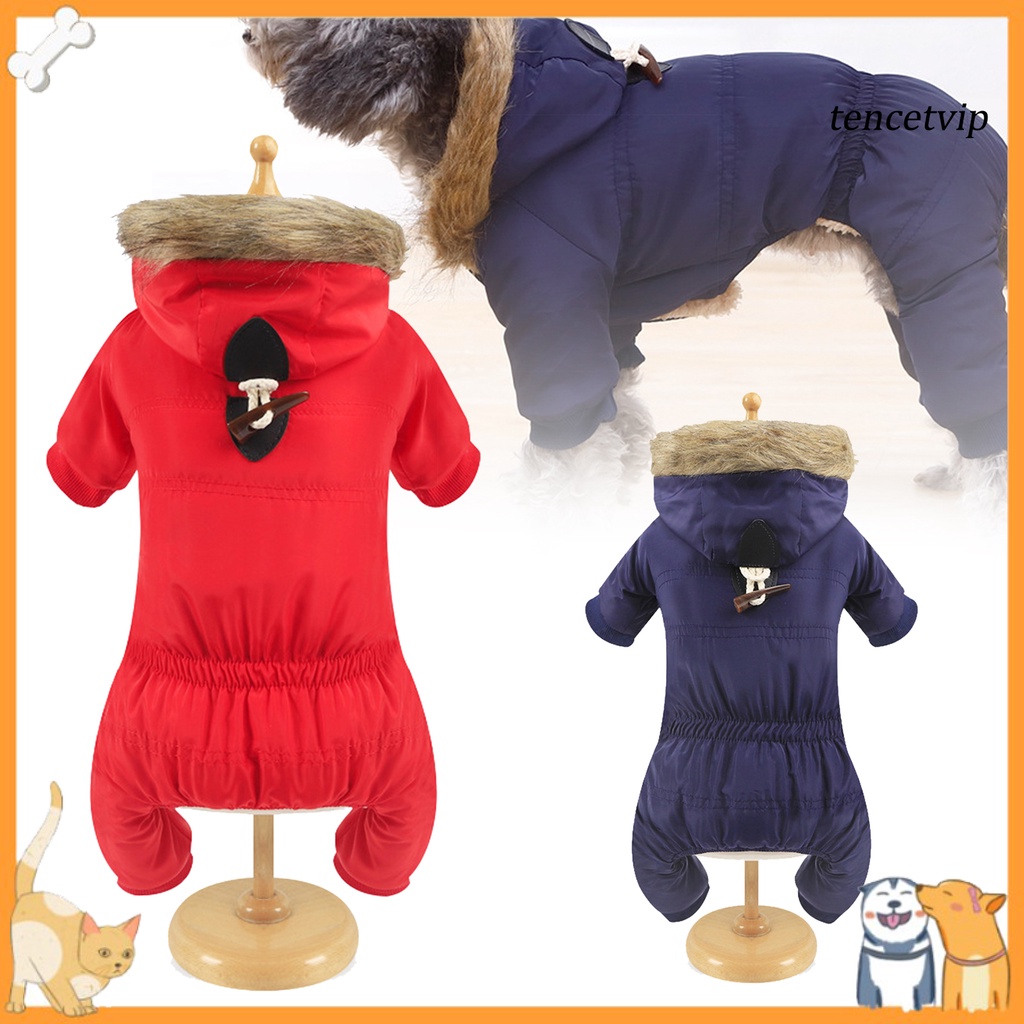 [Vip]Dog Clothes Toggle Horn Faux Fleece Lining Jacket Pet Winter Coat