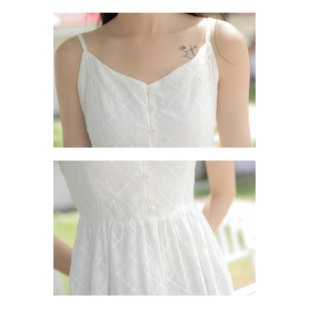 Đầm Hai Dây Dáng Dài Màu Trắng Thời Trang 62046
