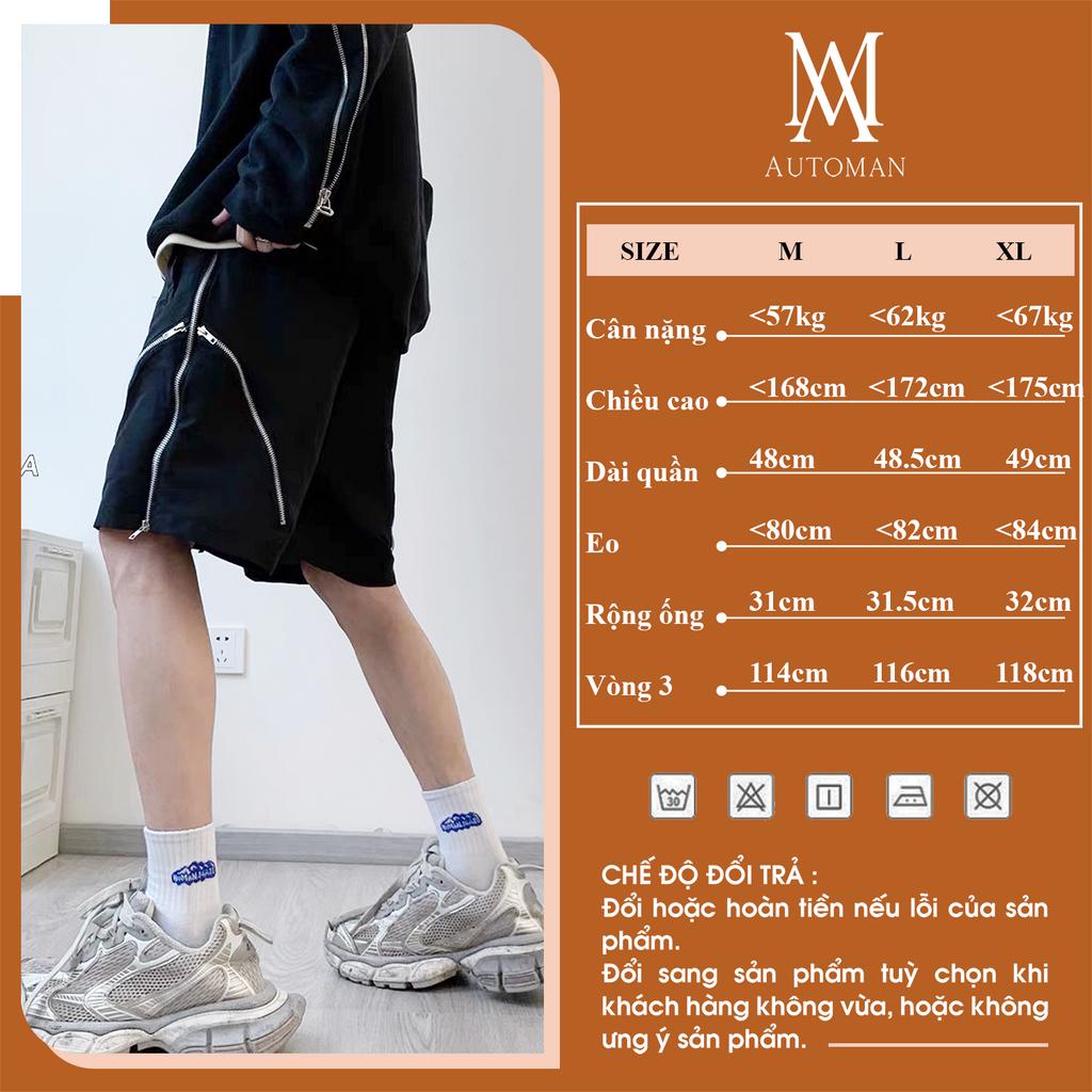 Quần short ngố nam chát dù gió hạt cao cấp khoá kéo cá tính AUTOMAN Q48
