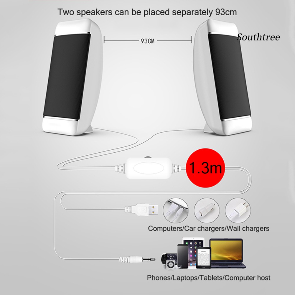 Loa mini có dây sạc cổng USB gắn cho laptop máy tính tiện dụng