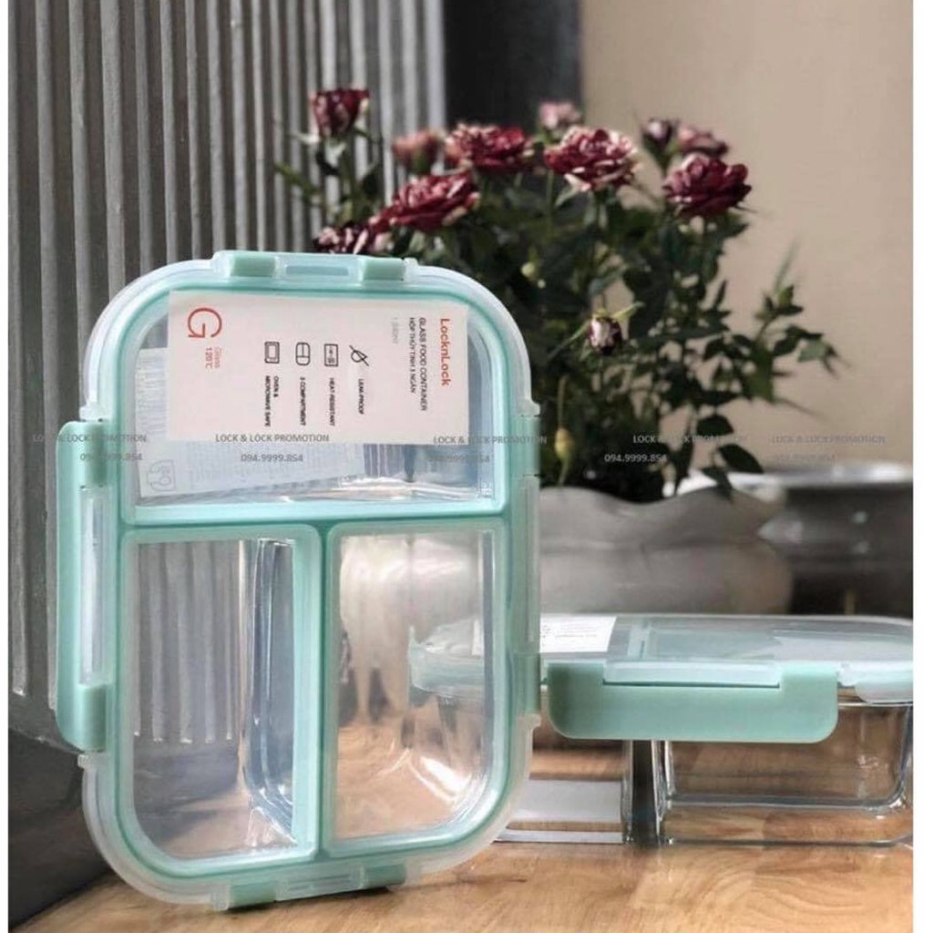 Hộp thủy tinh chia ngăn chịu nhiệt Lock&Lock Glass Food Container