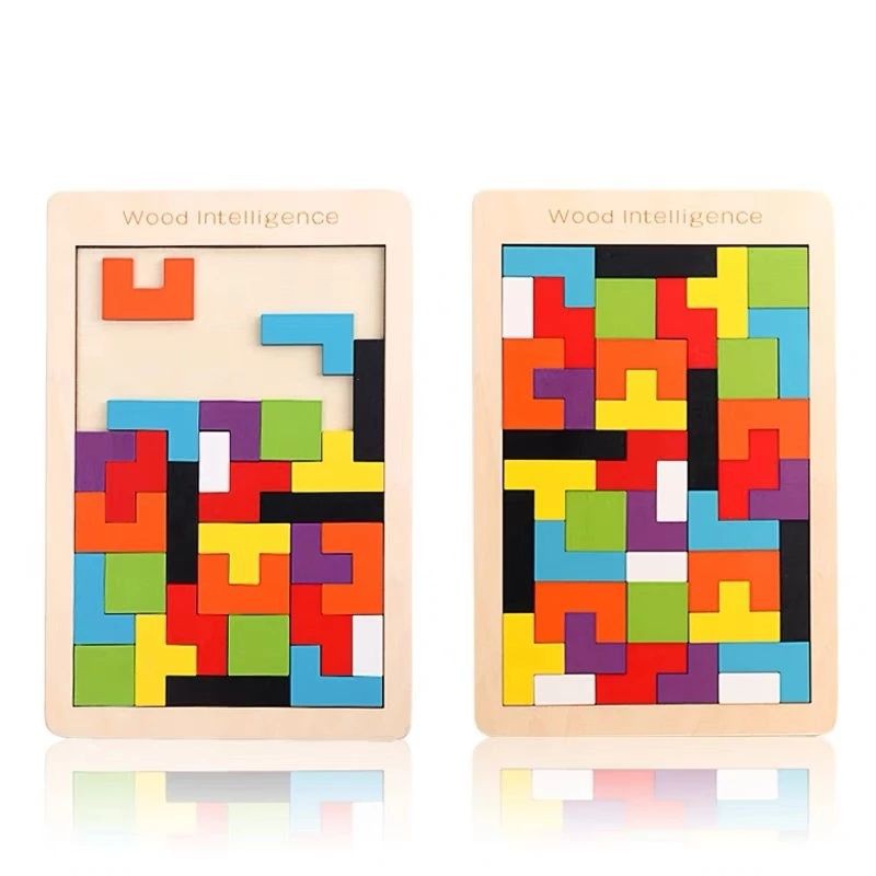 Đồ chơi xếp hình thông minh Tetris size đại - xếp gạch bằng gỗ cho bé