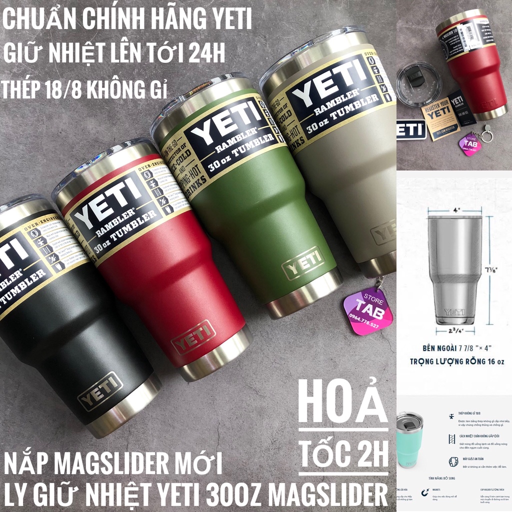 Ly Giữ Nhiệt Yeti Rambler 30oz Tumbler Nắp Magslider Mới Nhất 2021 - Chính Hãng Yeti USA