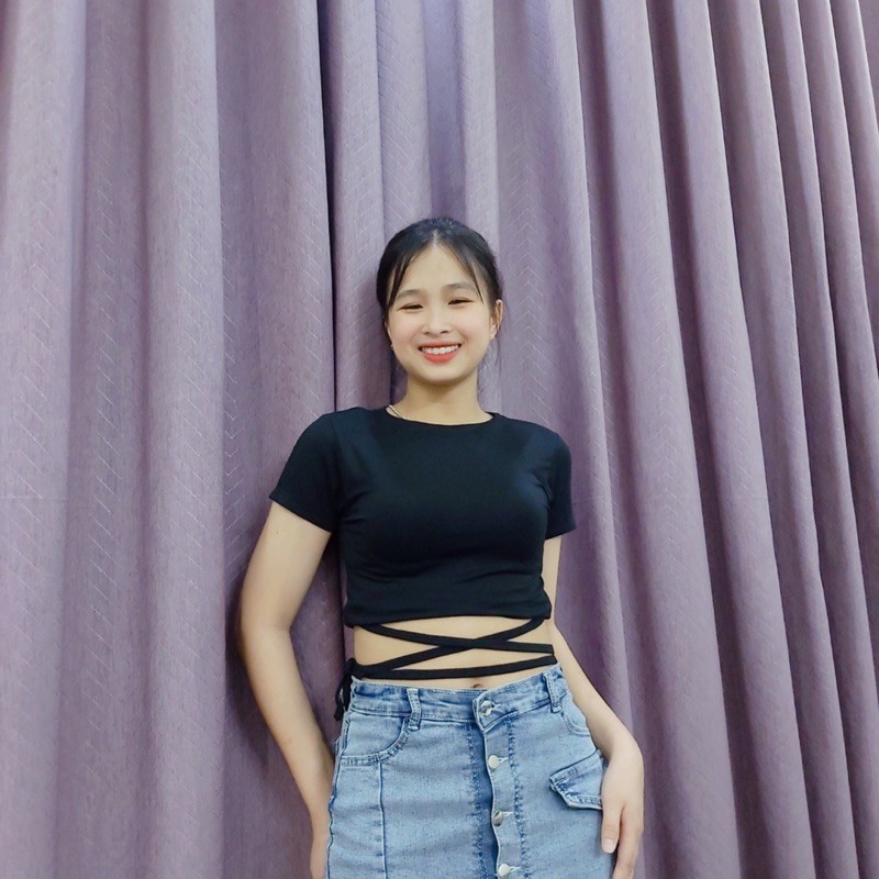 [Mã FAMAYWA giảm 10K đơn 50K] Áo Croptop , áo thun croptop body dây đan chéo cao cấp chất cotton mát mịn CRT-001 | BigBuy360 - bigbuy360.vn