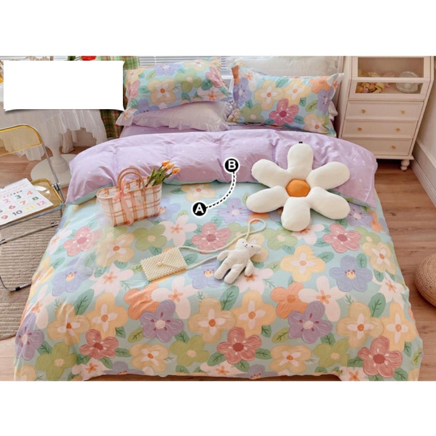 Vải may chăn ga áo gối,gối ôm khổ 2m35 hình bông hoa đua nở