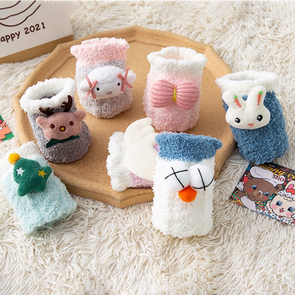 Set vớ lông cừu san hô màu trơn thoáng khí họa tiết san hô cao cấp cho nữ