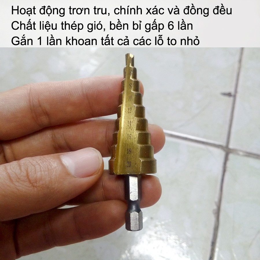 Mũi Khoan Sắt Thép Hình Nón SIZE 4-20mm, Thép gió siêu cứng bền bỉ