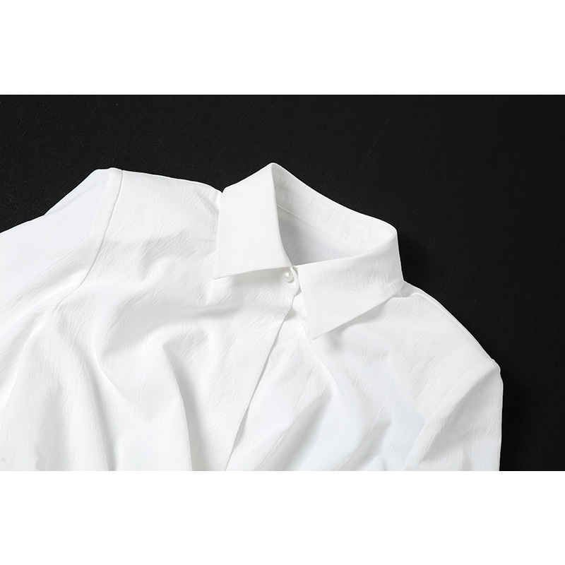 DUNEA Đầm tay dài cổ bẻ thiết kế màu sắc trơn thời trang thanh lịch đơn giản dành cho nữ