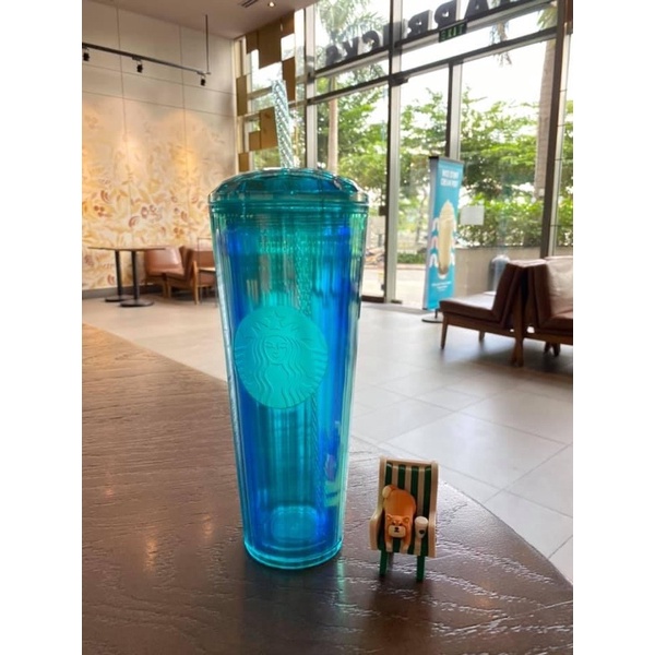 Ly giữ nhiệt daimond blue plastic starbucks Mỹ 2021 🇺🇸