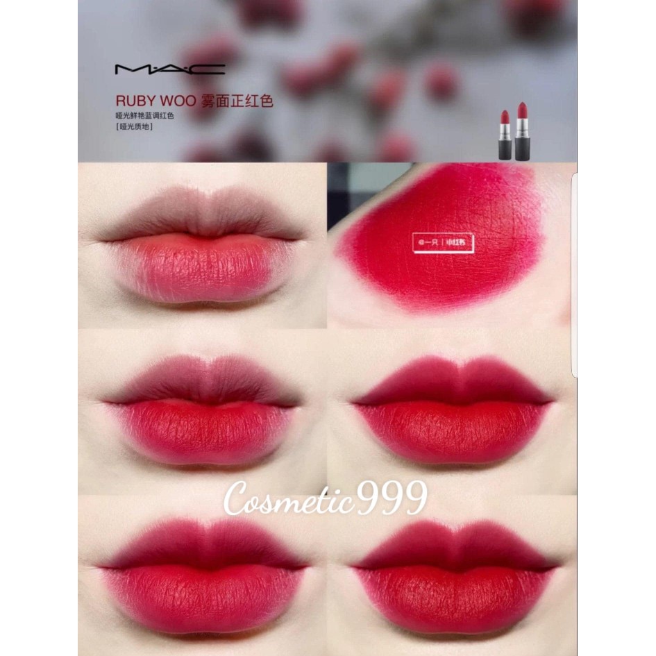 auth 100% FULLSIZE son mac chili màu đỏ ớt , ruby woo đỏ lạnh siêu xinh -cosmetic999