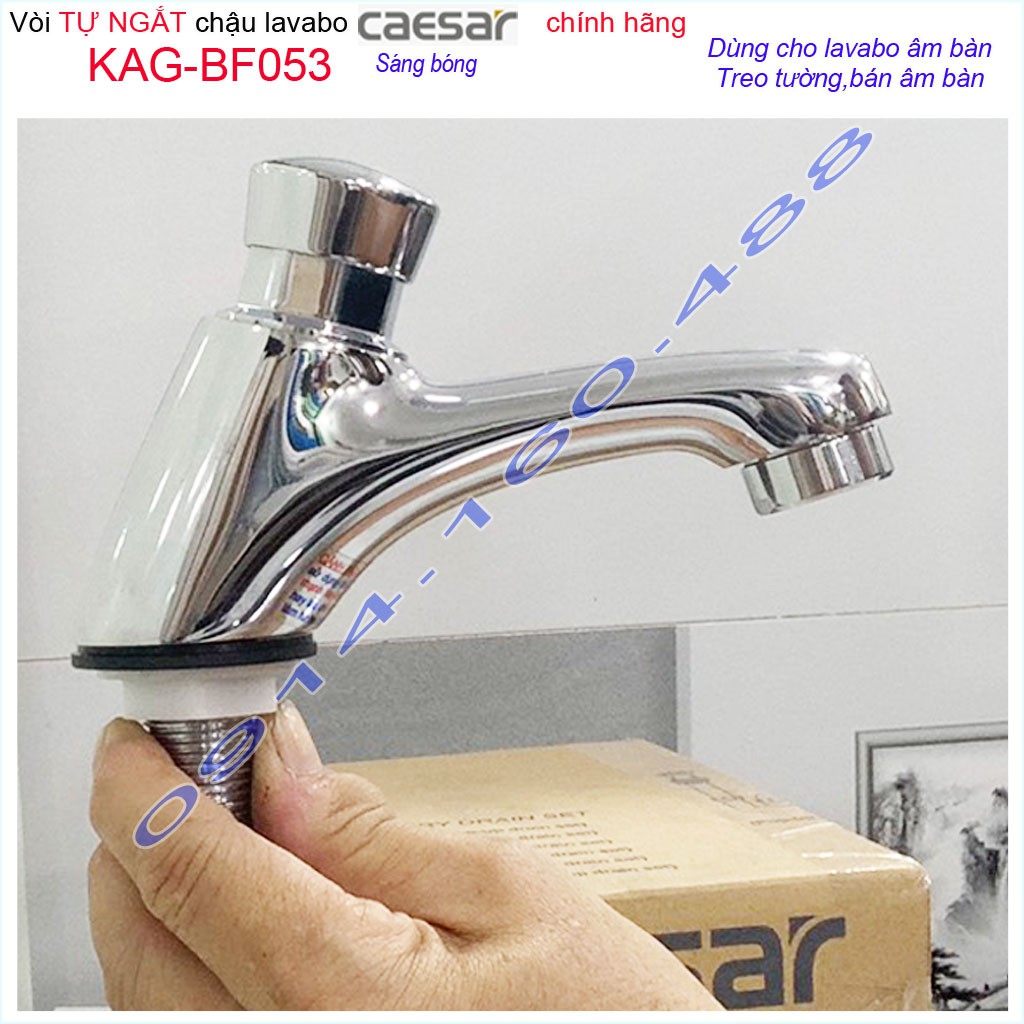 Vòi ấn tay tự đông Caesar KAG-BF053, vòi lavabo tự ngắt nước, vòi chậu bán tự động tiết kiệm nước tốt sử dụng tốt
