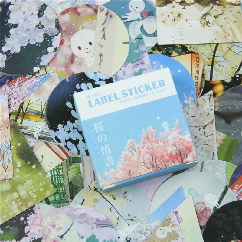 Hộp 40 miếng dán trang trí in hình họa tiết xinh xắn