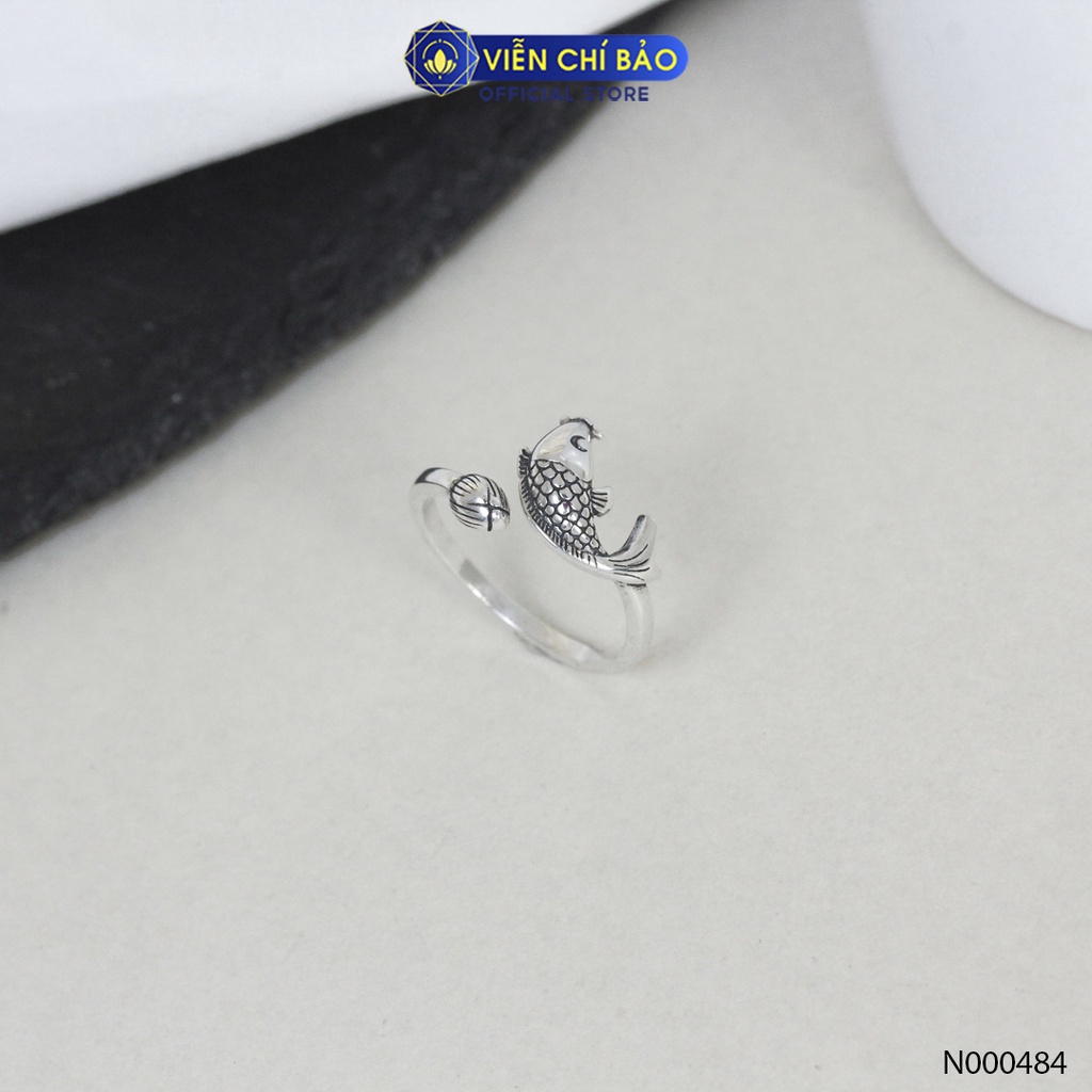 Nhẫn bạc nữ Cá chép hoa sen chất liệu bạc Thái 925 thời trang phụ kiện trang sức nữ Viễn Chí Bảo N000484