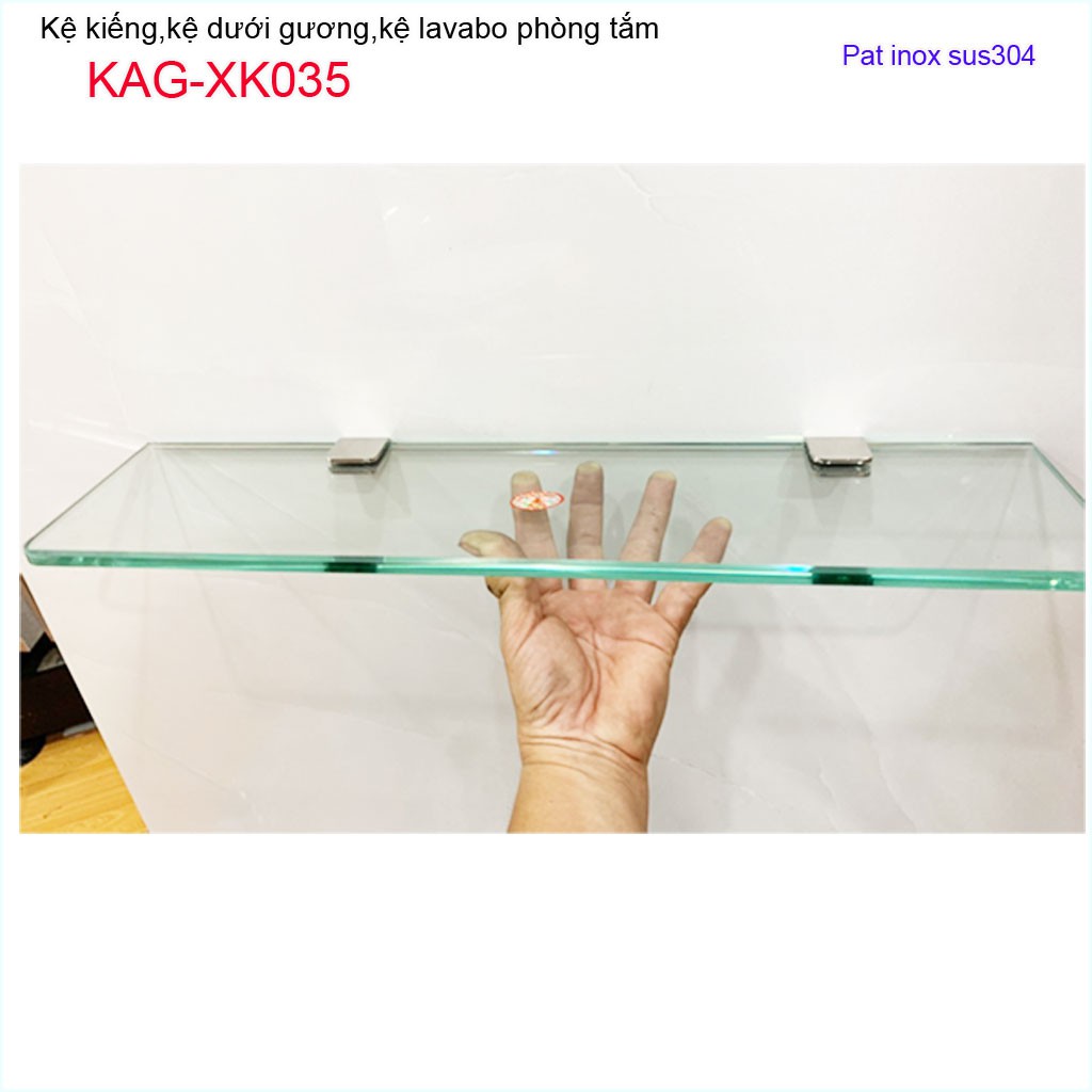 Kệ kiếng phòng tắm KAG-XK035, kệ kính trơn pát Inox 304 cao cấp dễ vệ sinh sử dụng tốt