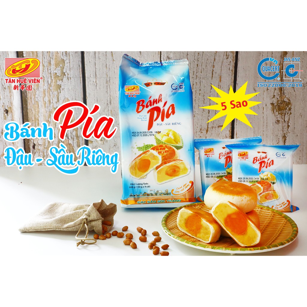 BÁNH PÍA ĐẬU XANH SẦU RIÊNG Tân Huê Viên loại đặc biệt 5 sao hộp 600g