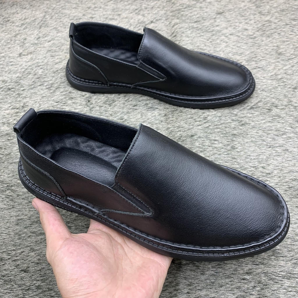 Giầy lười nam da bò 2 loại trơn và thêu chất đẹp, giầy lười thiết kế thời trang