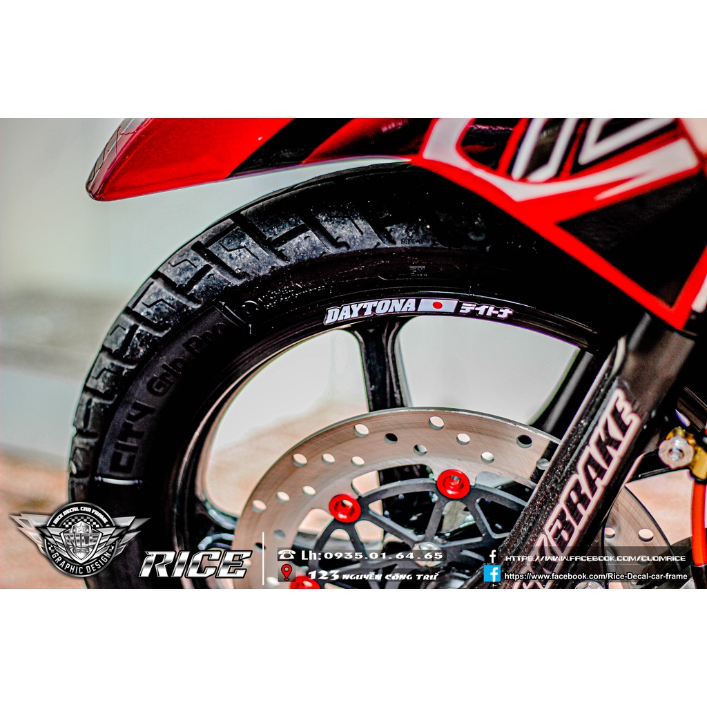 Tem niềng DAYTONA Mẫu 2 1bộ 4 miếng dán được tất cả màu sơn