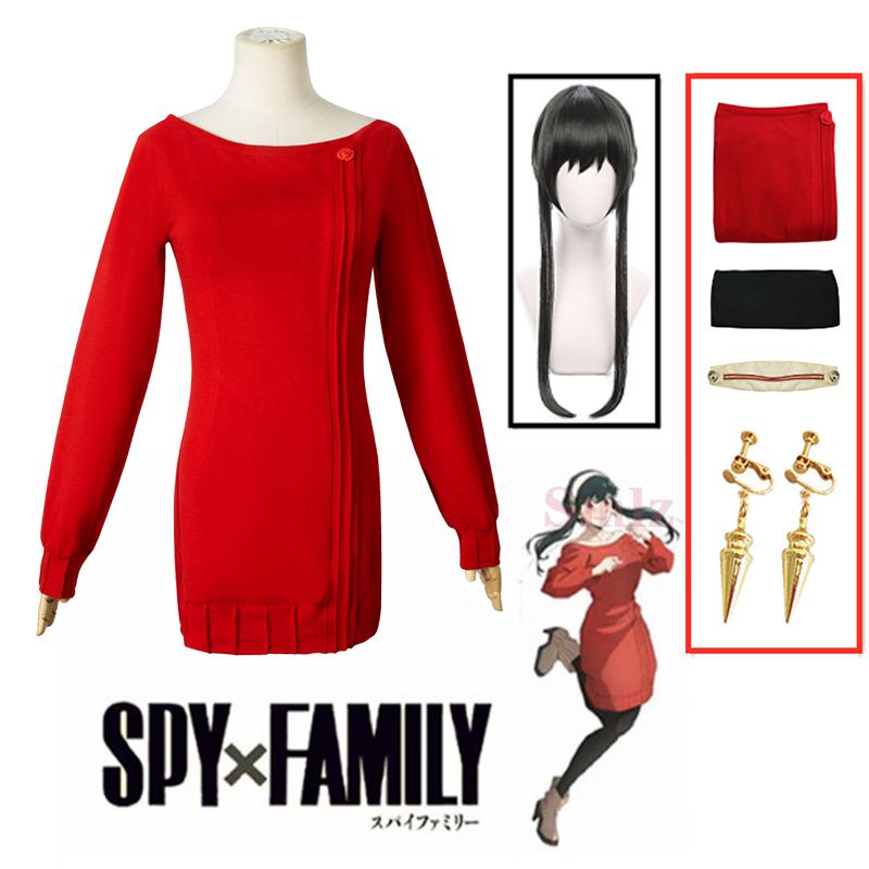 Manga SPY×FAMILY Cosplay Yor Forger Cosplay Costume Women Casual Red Sweater Mini Skirt Yor Princess Dress Halloween Costume