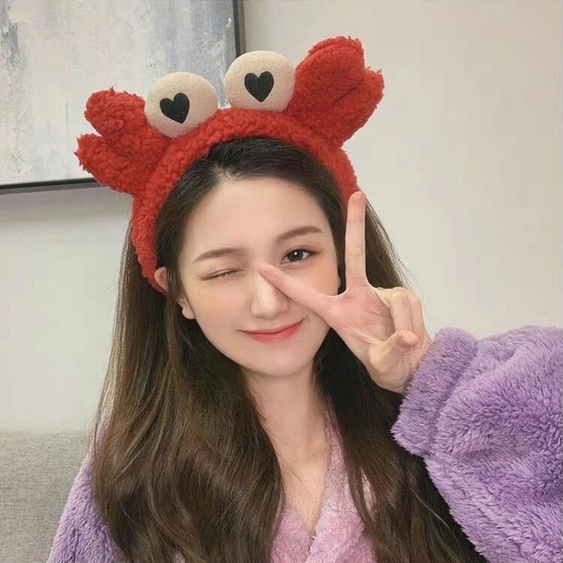 Cài Tóc Hình Chú Cua Hoạt Hình Vải Nhung Dễ Thương Dành Cho Bạn Gái