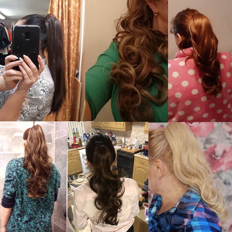 Tóc giả WIGSIN dáng đuôi ngựa xoăn dài bằng sợi tổng hợp thời trang