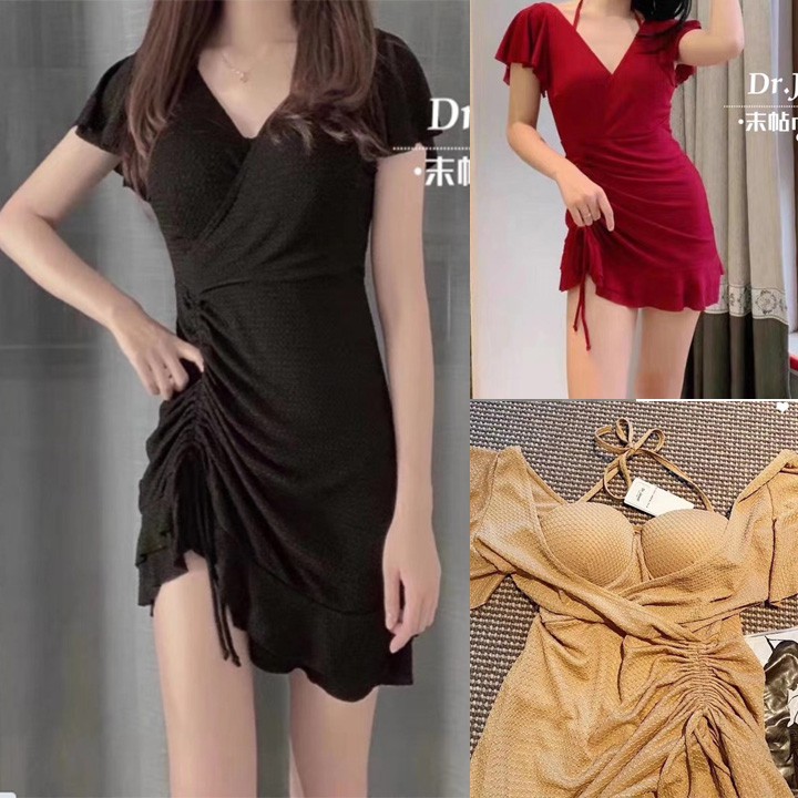 Bộ đồ bơi nữ liền mảnh thun lạnh đẹp rút dây phong cách - thun gân