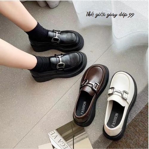 Giày búp bê nữ lolita màu trắng, đen đế cao 4-5 phân phong cách Hàn Quốc mẫu mới nhất  hàng có sẵn