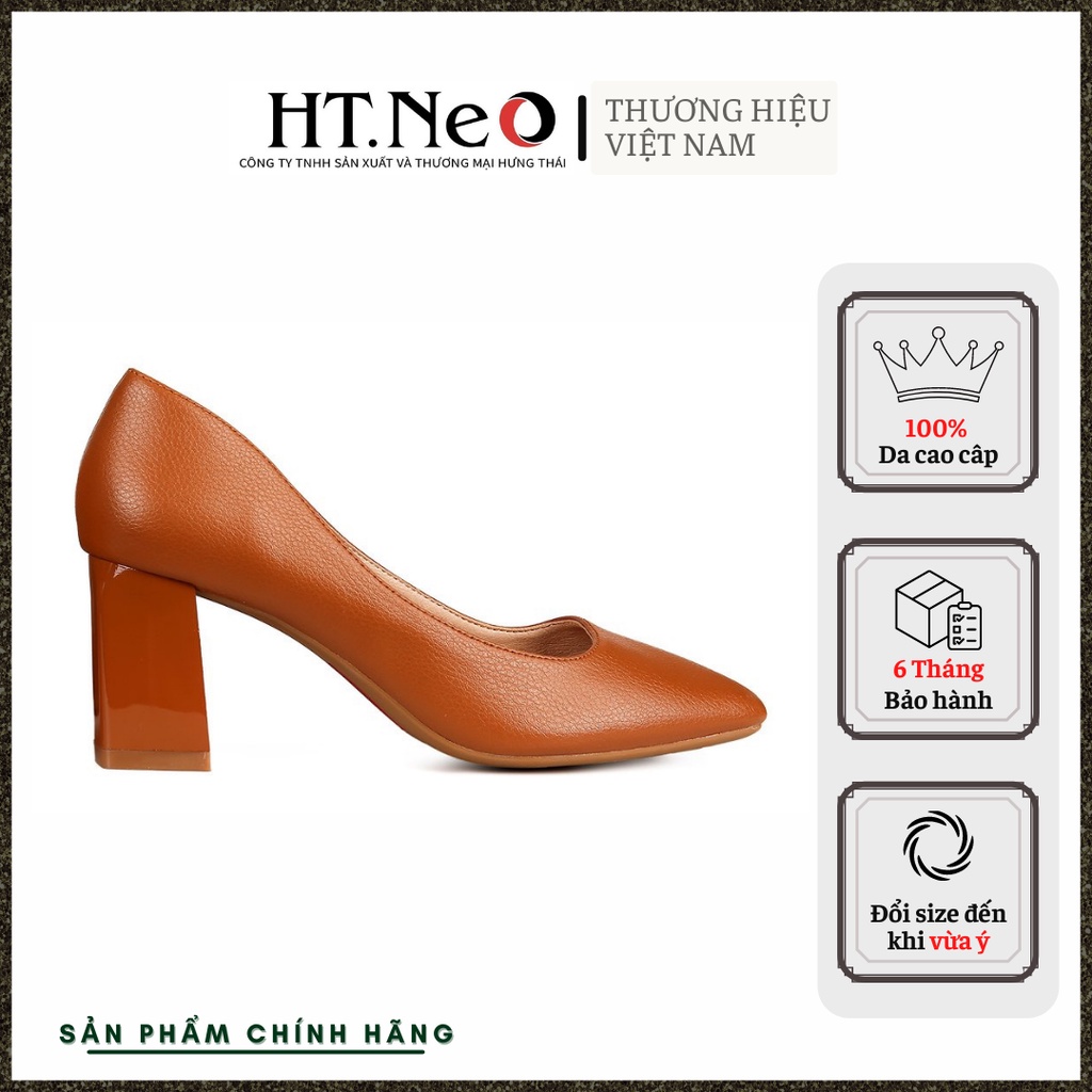 Giày công sở nữ - Giày da nữ HT.NEO da bò thật 100% kết hợp gót vuông 7cm bọc da cực sang, cực đẹp CS140