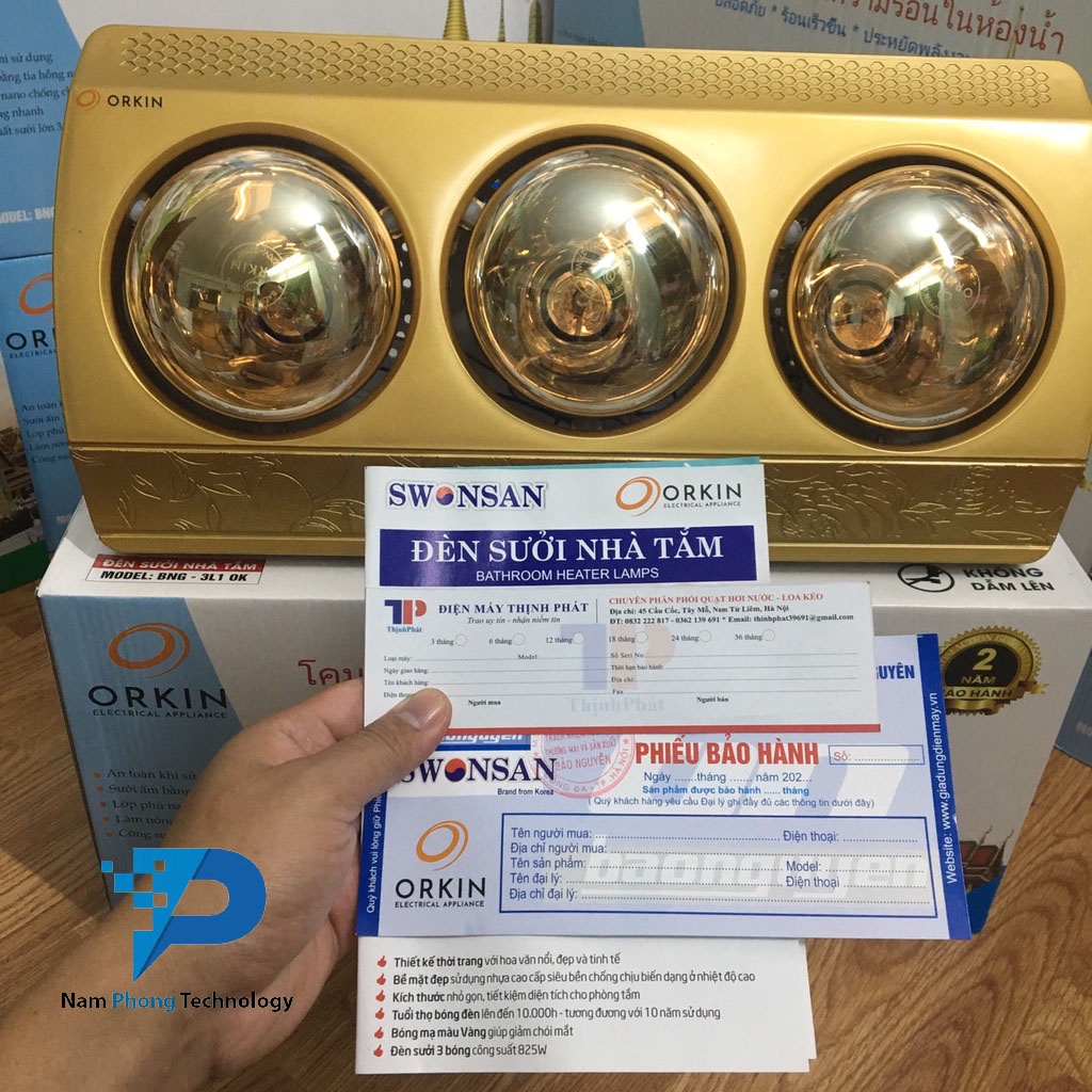 [HÀNG CHÍNH HÃNG] ĐÈN SƯỞI NHÀ TẮM ORKIN 3 BÓNG - HÀNG THÁI LAN CHẤT LƯỢNG NHIỆT TỐT - CHỐNG LÓA MẮT