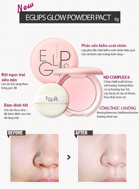 Phấn phủ Eglips Powder Pact / About Tone Powder Pact