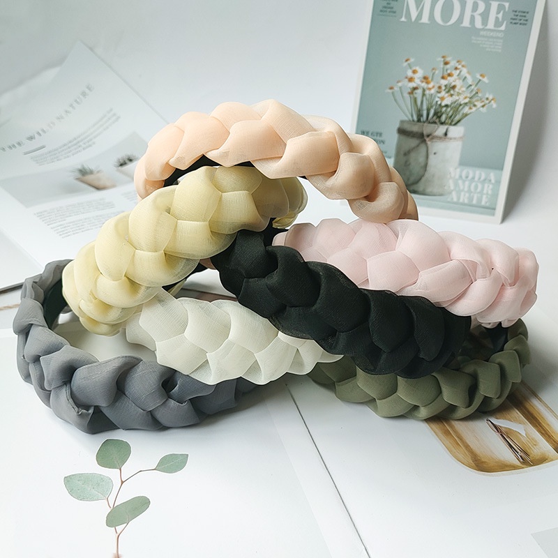 Cài tóc dạng bện bím vải voan nữ phong cách thư xinh phù hợp áo dài