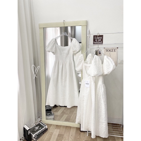 Đầm gấm xốp tay bồng tiểu thư - hở lưng mix chun