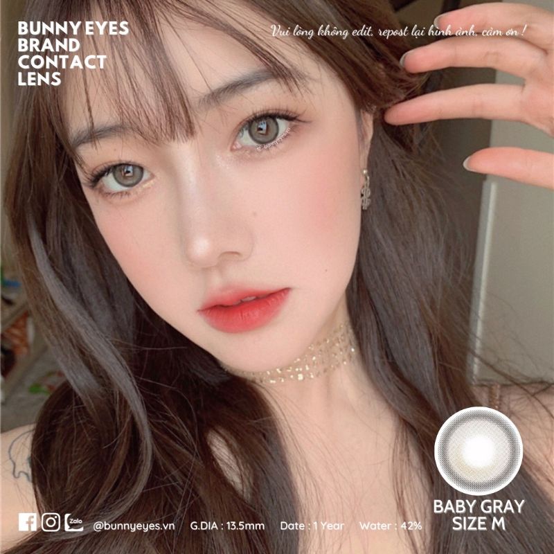 Lens Mắt Kính Áp Tròng BUNNY EYES - Baby Gray 14.2mm Giãn Nhẹ