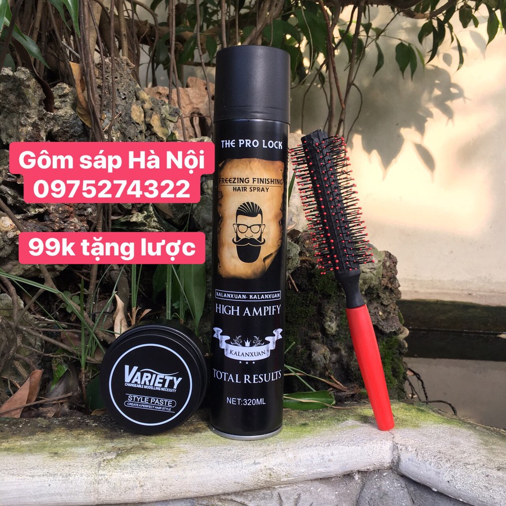 COMBO GÔM XỊT TÓC THE PRO LOCK 320 ML + Sáp Vuốt Tóc Variety Matte Lasting 100ml siêu giữ nếp