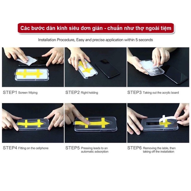 Kính cường lực tự dán Blue arrow full màn cho iphone , viền đen siêu mỏng, tĩnh điện chống bám bụi khi dán S5