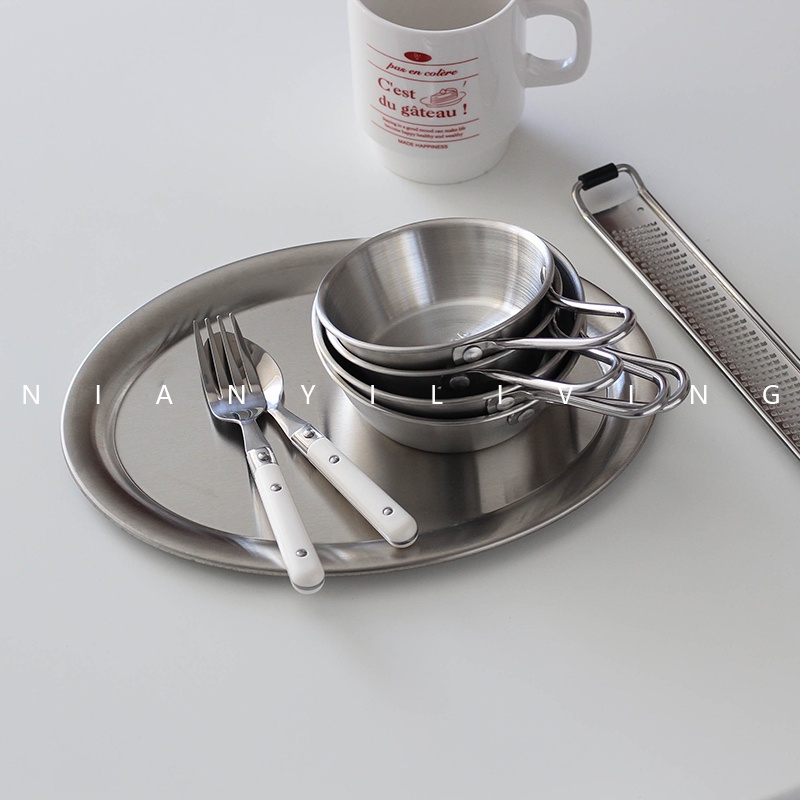 HERA Tô Inox Có Tay Cầm Dùng Đánh Trứng Trộn Salad Phong Cách Hàn Quốc