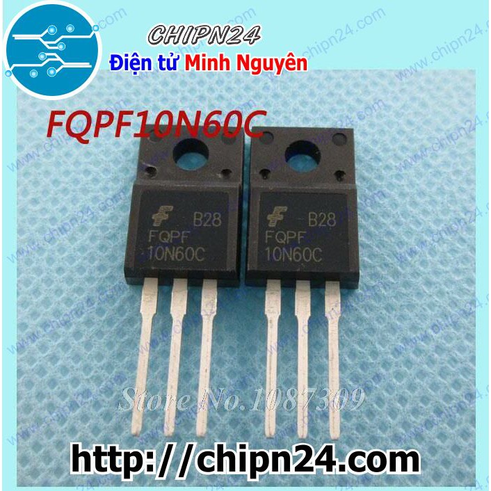 [2 CON] Mosfet 10N60 TO-220F 10A 600V Kênh N (FQPF 10N60C FQPF10N60C)