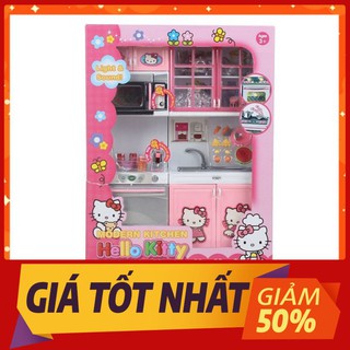 ✅freeship 50k✅ đồ chơi tủ bếp hello kitty 2 ngăn màu hồng có tiếng nấu ăn cho bé chơi đồ hàng cao cấp